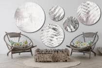 Botaniczny Zestaw Obrazów Koła - Białe Paprocie | Styl Skandynawski i Minimalizm | Nowoczesna ozdoba na ścianę 42206 - miniaturka 3