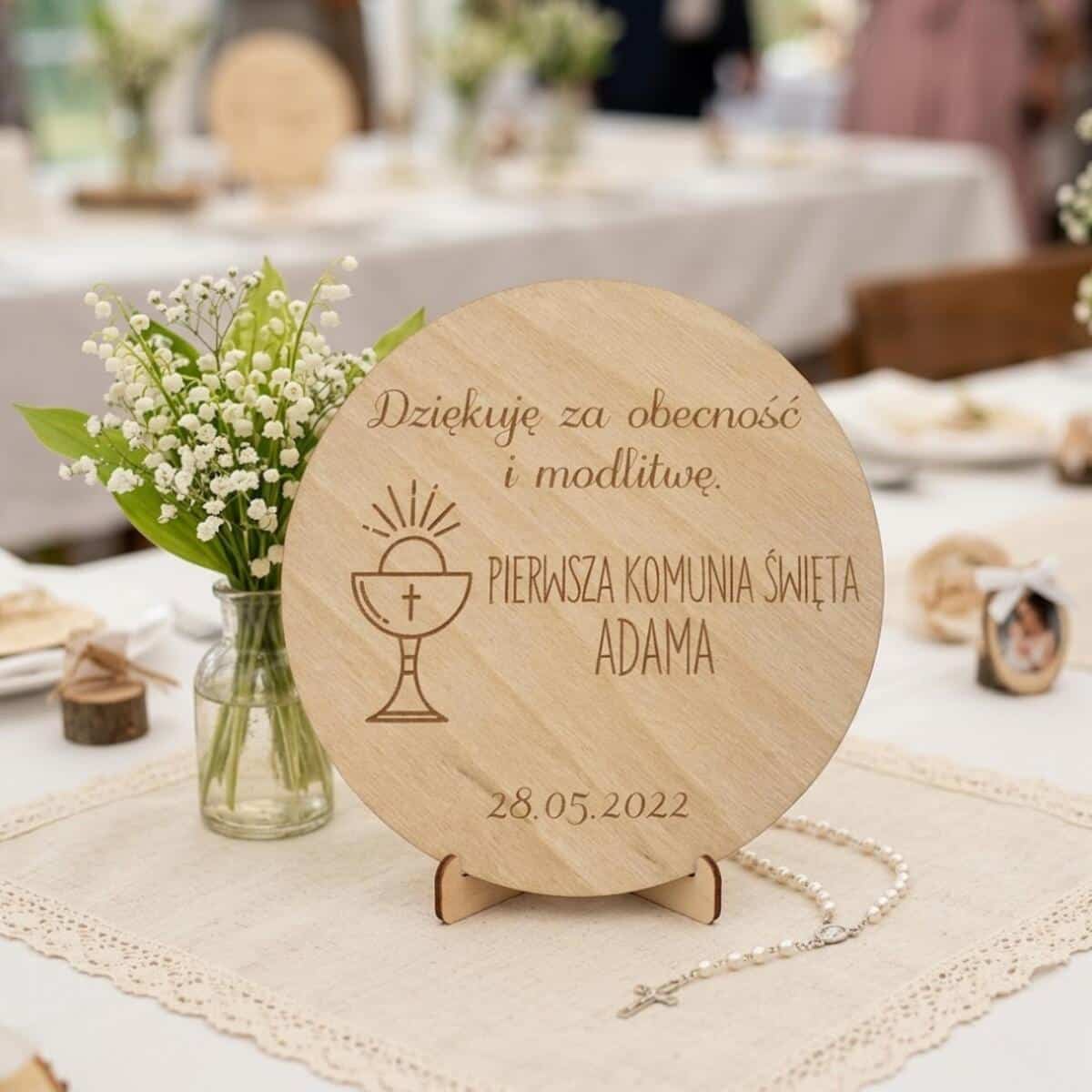 Drewniany magnes podziękowanie dla gości podziękowania Komunia Święta Chrzest 10 sztuk, P06 - zdjęcie 5