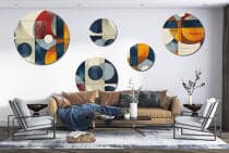 Nowoczesny Zestaw 5 Obrazów Okrągłych – Abstrakcja Geometryczna | Kolorowa ozdoba na ścianę do salonu loft | Dekoracja premium 42200 - miniaturka 5