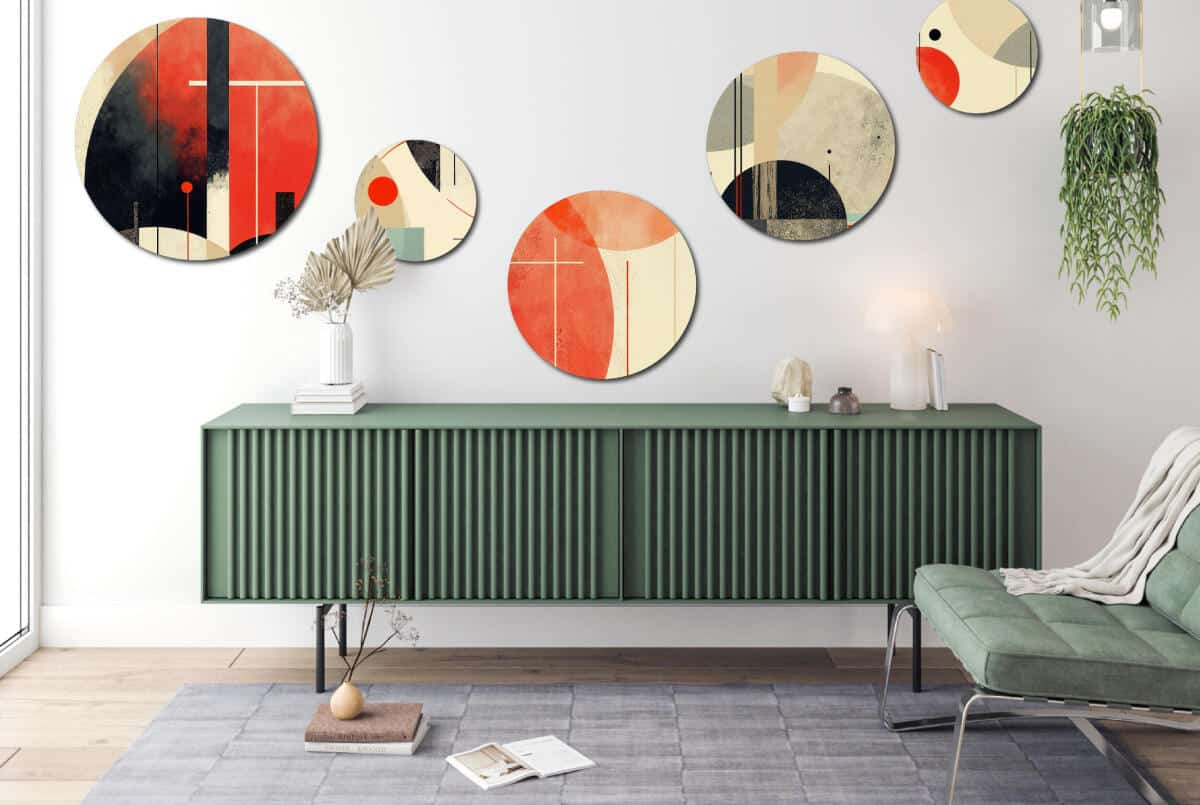 Zestaw obrazów na ścianę - Czerwień i Czerń | Abstrakcja geometryczna Loft | Nowoczesna galeria ścienna 42199 - zdjęcie 4