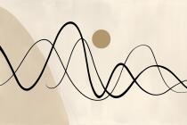 Abstrakcyjna Fototapeta z motywem słońca i fal – Grafika Line Art 94257 - miniaturka 4