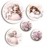 Pastelowe Dekoracje Ścienne - Wróżki i Kwiaty | Styl Boho do pokoju małej damy | Zestaw kolorowych obrazków 42192 - miniaturka 1