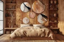 Zestaw 5 Obrazów na Ścianę – Piaskowa Abstrakcja | Nowoczesny design do sypialni i salonu | Złote akcenty 42209 - miniaturka 3