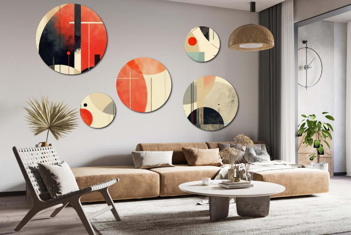 Zestaw obrazów na ścianę - Czerwień i Czerń | Abstrakcja geometryczna Loft | Nowoczesna galeria ścienna 42199 - zdjęcie 2