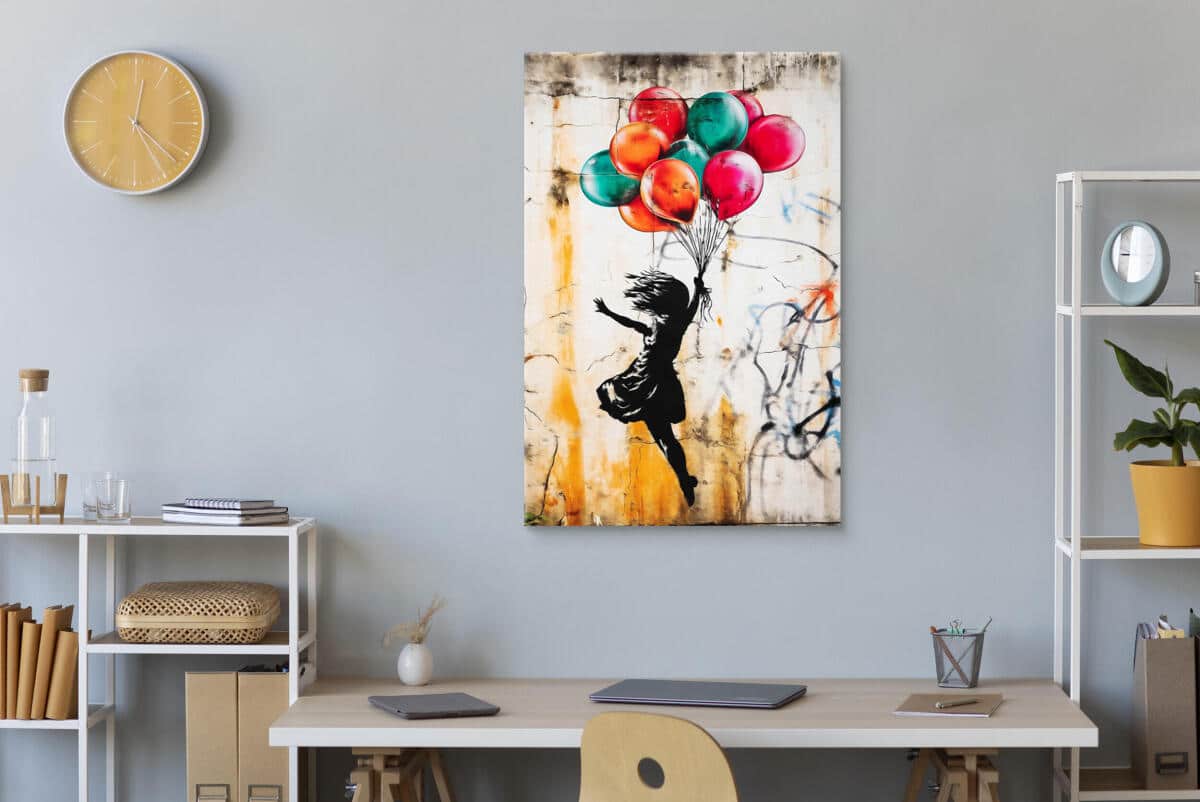 Obraz na płótnie– Dziewczynka z Balonikami | Nowoczesna Grafika Street Art 95000 - zdjęcie 5