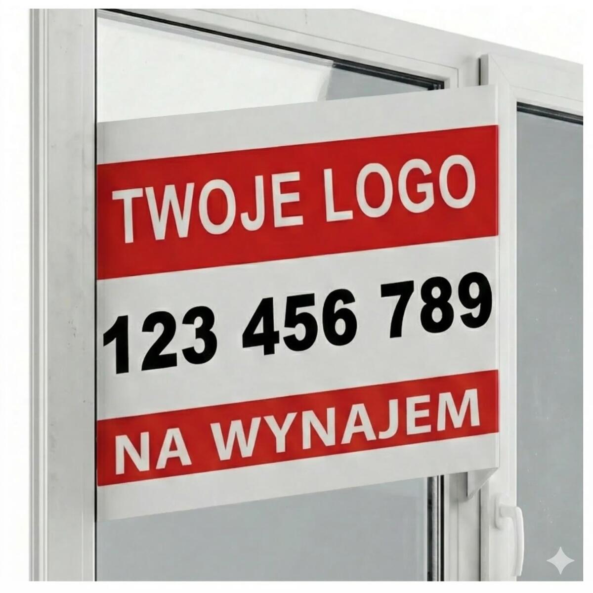 Baner 3D na okno- NA WYNAJEM | Reklama dla agentów i biur nieruchomości + Logo i Numer telefonu - zdjęcie 1