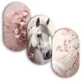 Zestaw obrazów owalnych- Biały Koń w Kwiatach Wiśni | Romantyczna dekoracja ścienna 82394 - miniaturka 1