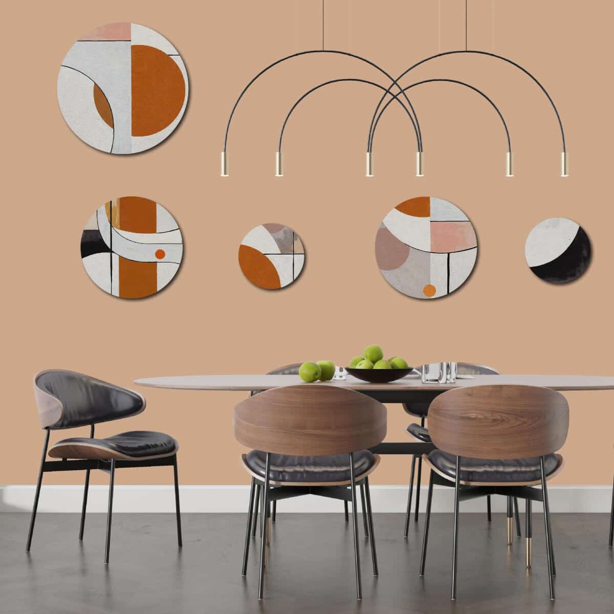Nowoczesne Obrazy Okrągłe -Kolorowa Geometria | Skandynawska dekoracja na ścianę | Komplet do biura i domu 42198 - zdjęcie 7