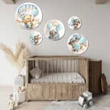 Akwarelowe Misie z Balonami i Spadochronem | Bajkowa ozdoba na ścianę dla dziecka | Zestaw obrazków koła 42195 - miniaturka 7