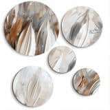 Artystyczny Zestaw Obrazów Okrągłych – Minimalizm i Szyk | Abstrakcja w kolorach beżu i brązu | Dekoracja ścienna 42211 - miniaturka 1