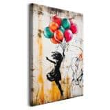 Obraz na płótnie– Dziewczynka z Balonikami | Nowoczesna Grafika Street Art 95000 - miniaturka 1
