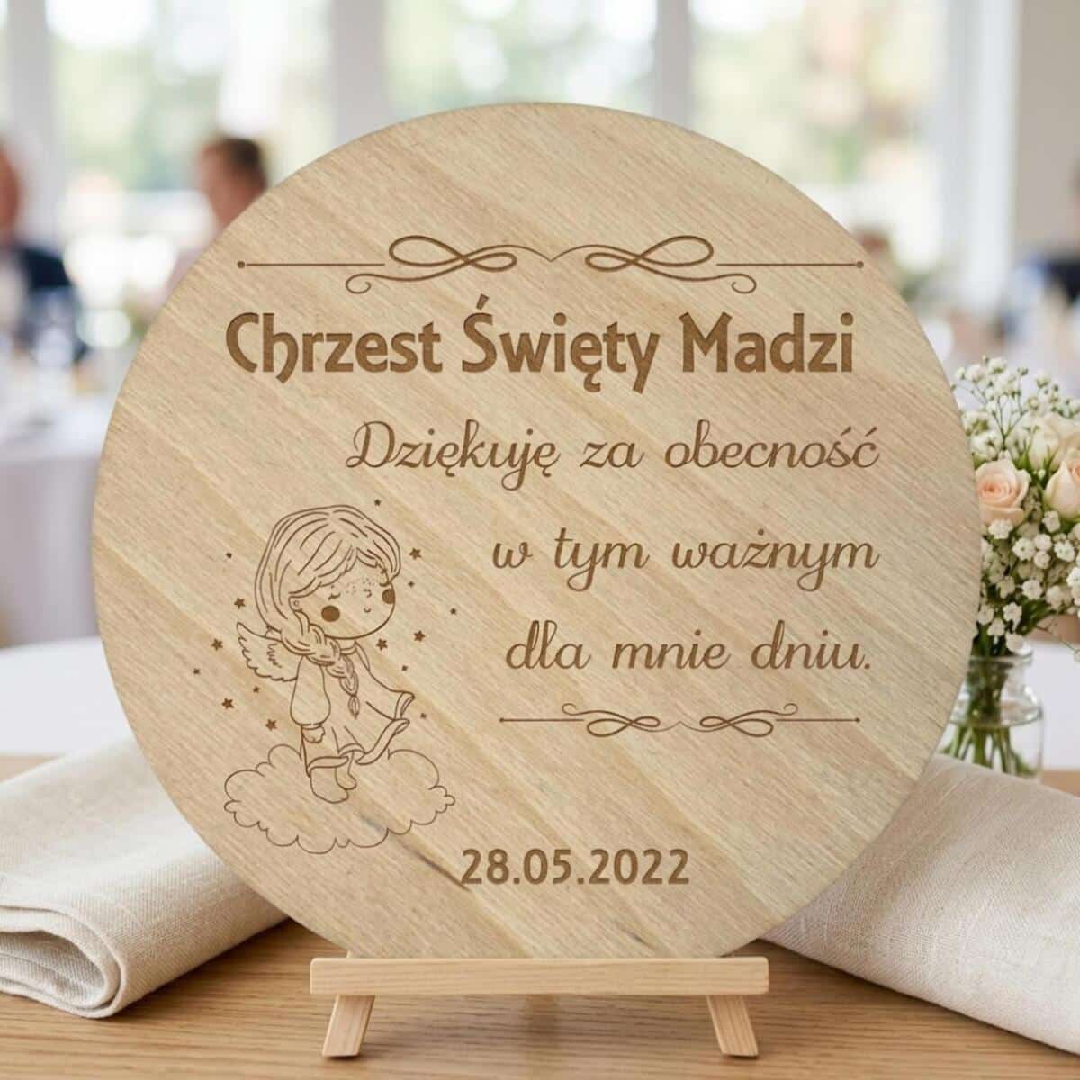 Drewniany magnes podziękowanie dla gości podziękowania Komunia Święta Chrzest 10 sztuk, P08 - zdjęcie 6