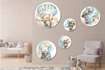 Akwarelowe Misie z Balonami i Spadochronem | Bajkowa ozdoba na ścianę dla dziecka | Zestaw obrazków koła 42195 - miniaturka 3