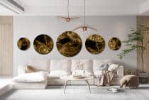 Abstrakcyjny Zestaw Ścienny Płynne Złoto | Eleganckie Obrazy Okrągłe Loft | Ozdoba w Stylu Glamour i Modern 42197 - miniaturka 6
