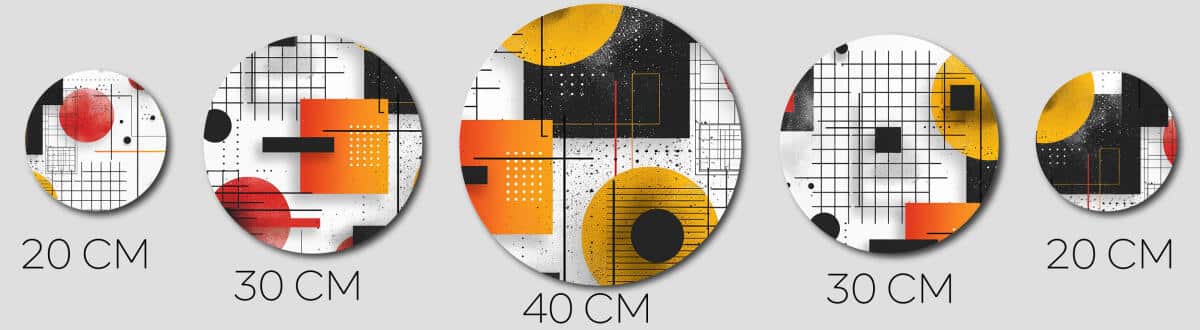 Designerski Komplet Obrazów Koła – Żółta i Pomarańczowa Geometria | Nowoczesna ozdoba na ścianę do biura | Wall art  42207 - zdjęcie 8