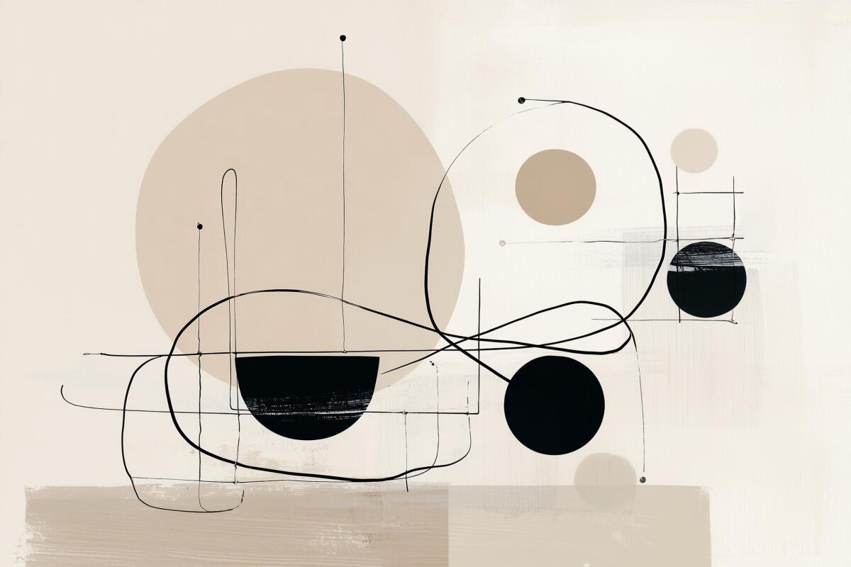 Nowoczesna Fototapeta Abstrakcyjna - Geometryczne Koła i Linie | Beżowa dekoracja na ścianę do salonu 94252 - zdjęcie 4