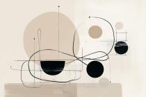 Nowoczesna Fototapeta Abstrakcyjna - Geometryczne Koła i Linie | Beżowa dekoracja na ścianę do salonu 94252 - miniaturka 4