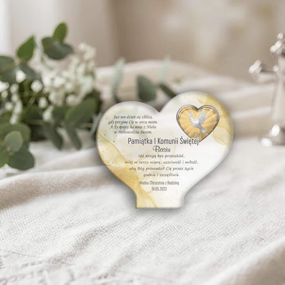 Statuetka serce Pamiątka Pierwszej Komunii Świętej prezent na komunię 77794 - zdjęcie 2