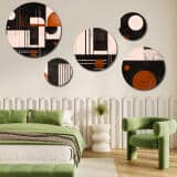 Nowoczesne Obrazy Okrągłe – Abstrakcja Geometryczna | Stylowy zestaw ozdób ściennych | Loftowa dekoracja do salonu 42204 - miniaturka 7