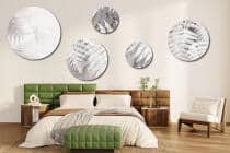 Botaniczny Zestaw Obrazów Koła - Białe Paprocie | Styl Skandynawski i Minimalizm | Nowoczesna ozdoba na ścianę 42206 - miniaturka 9