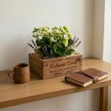 Skrzynka drewniana na kwiaty, Chrzest, Komunia, podziękowanie dla Chrzestnej  03 - miniaturka 4