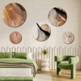 Zestaw 5 Obrazów na Ścianę – Piaskowa Abstrakcja | Nowoczesny design do sypialni i salonu | Złote akcenty 42209 - miniaturka 8