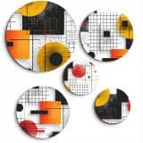Designerski Komplet Obrazów Koła – Żółta i Pomarańczowa Geometria | Nowoczesna ozdoba na ścianę do biura | Wall art  42207 - miniaturka 1