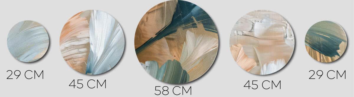 Eleganckie Obrazy Okrągłe - Morska Zieleń i Brąz| Nowoczesny design wnętrz | Artystyczna kompozycja ścienna 42208 - zdjęcie 4