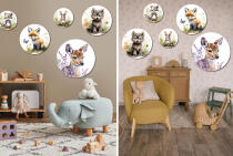 Leśne Zwierzęta - Obrazy Okrągłe | Sarenka, Lis, Szop, Wilczek | Dekoracja do pokoju dziecka 42196 - miniaturka 9