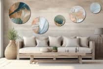 Eleganckie Obrazy Okrągłe - Morska Zieleń i Brąz| Nowoczesny design wnętrz | Artystyczna kompozycja ścienna 42208 - miniaturka 2