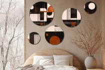 Nowoczesne Obrazy Okrągłe – Abstrakcja Geometryczna | Stylowy zestaw ozdób ściennych | Loftowa dekoracja do salonu 42204 - miniaturka 3