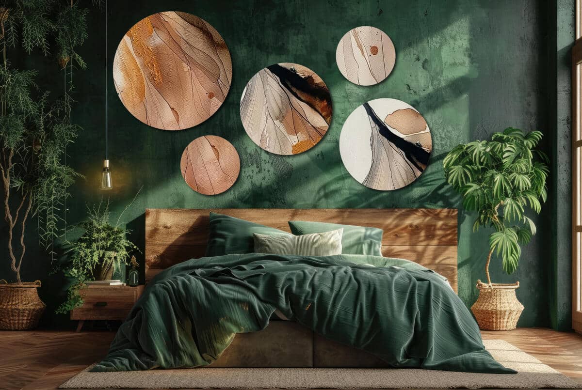 Zestaw 5 Obrazów na Ścianę – Piaskowa Abstrakcja | Nowoczesny design do sypialni i salonu | Złote akcenty 42209 - zdjęcie 4