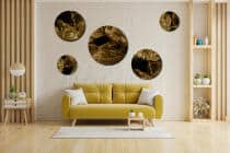 Abstrakcyjny Zestaw Ścienny Płynne Złoto | Eleganckie Obrazy Okrągłe Loft | Ozdoba w Stylu Glamour i Modern 42197 - miniaturka 2