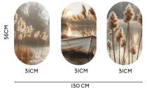 Owalne Obrazy na ścianę- Łódka na jeziorze | Klimatyczna dekoracja boho 82400 - miniaturka 7