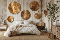 Zestaw obrazów na Ścianę - Efekt Złota i Miedzi | Nowoczesna abstrakcja do eleganckiego wnętrza | Ozdobne koła 42212 - miniaturka 4