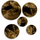 Abstrakcyjny Zestaw Ścienny Płynne Złoto | Eleganckie Obrazy Okrągłe Loft | Ozdoba w Stylu Glamour i Modern 42197 - miniaturka 1