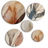 Nowoczesne Obrazy Okrągłe – Beżowa Abstrakcja | Zestaw 5 sztuk w kolorach ziemi | Dekoracja do salonu i sypialni 42214 - miniaturka 1