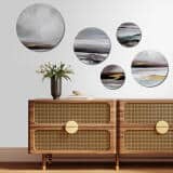 Minimalistyczne Obrazy Okrągłe – Krajobraz z Ptakami | Złota Abstrakcja na ścianę | Dekoracja do Salonu 42213 - miniaturka 2