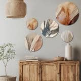 Nowoczesne Obrazy Okrągłe – Beżowa Abstrakcja | Zestaw 5 sztuk w kolorach ziemi | Dekoracja do salonu i sypialni 42214 - miniaturka 5