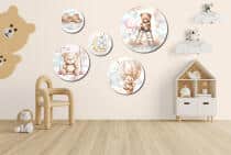 Dekoracyjne Obrazy dla Dzieci | Misie i Zajączki | Styl skandynawski do pokoju malucha | Zestaw pastelowych ozdób 42193 - miniaturka 2