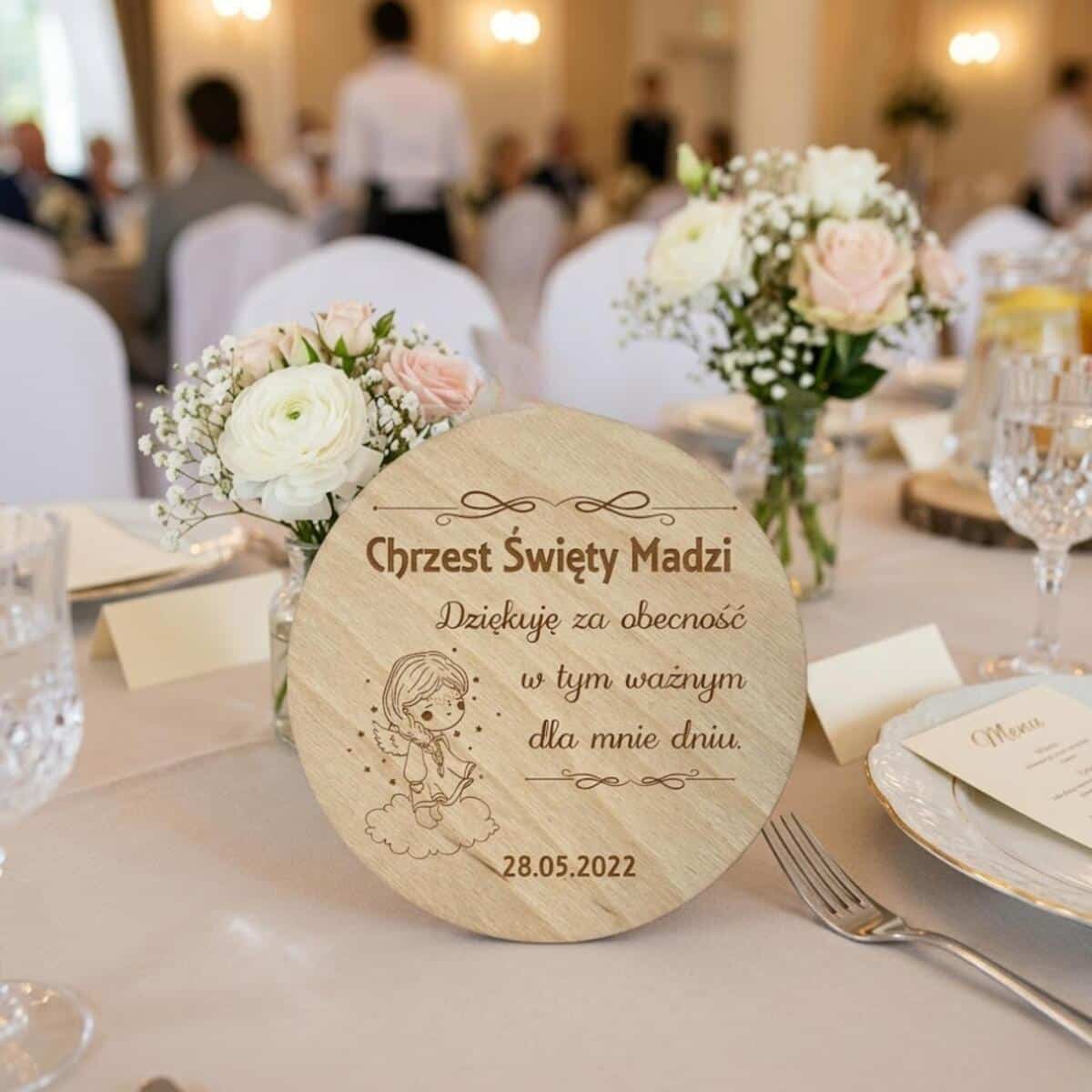 Drewniany magnes podziękowanie dla gości podziękowania Komunia Święta Chrzest 10 sztuk, P08 - zdjęcie 4