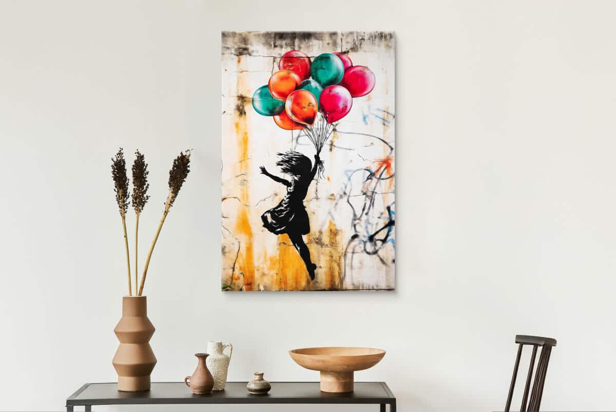 Obraz na płótnie– Dziewczynka z Balonikami | Nowoczesna Grafika Street Art 95000 - zdjęcie 6