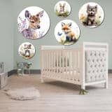 Leśne Zwierzęta - Obrazy Okrągłe | Sarenka, Lis, Szop, Wilczek | Dekoracja do pokoju dziecka 42196 - miniaturka 6