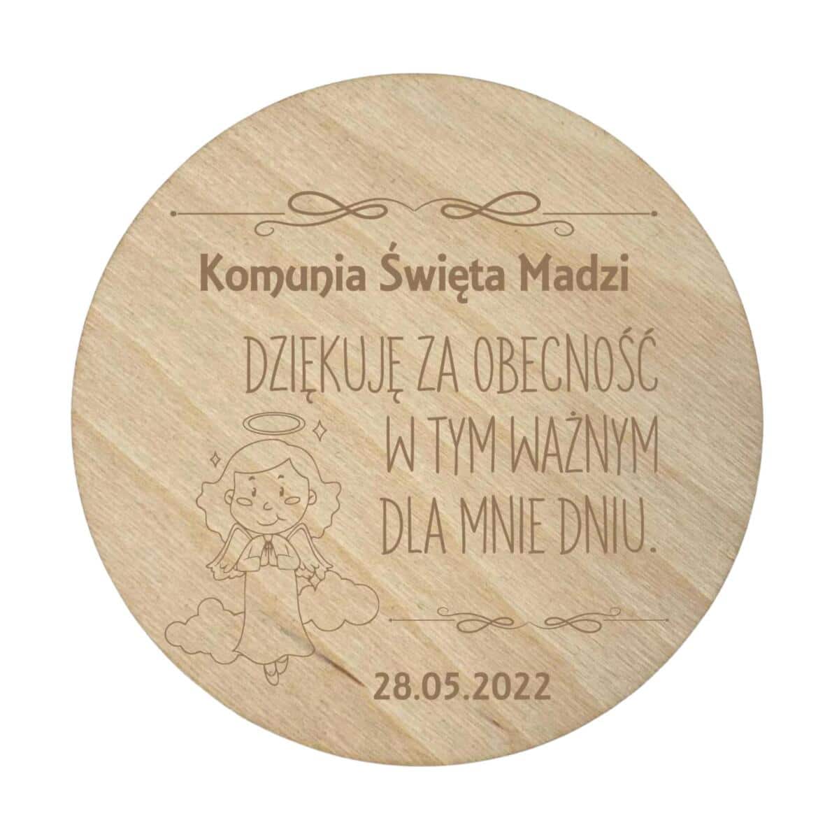 Drewniany magnes podziękowanie dla gości podziękowania Komunia Święta Chrzest 10 sztuk, P03 - zdjęcie 3