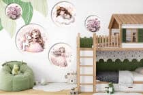 Pastelowe Dekoracje Ścienne - Wróżki i Kwiaty | Styl Boho do pokoju małej damy | Zestaw kolorowych obrazków 42192 - miniaturka 6