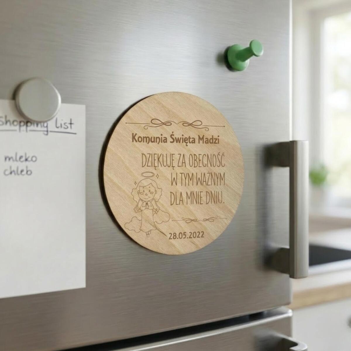 Drewniany magnes podziękowanie dla gości podziękowania Komunia Święta Chrzest 10 sztuk, P03 - zdjęcie 4