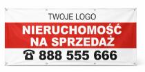 Baner reklamowy SPRZEDAM dla biur i agentów nieruchomości z logo i numerem telefonu 70x140cm - miniaturka 1