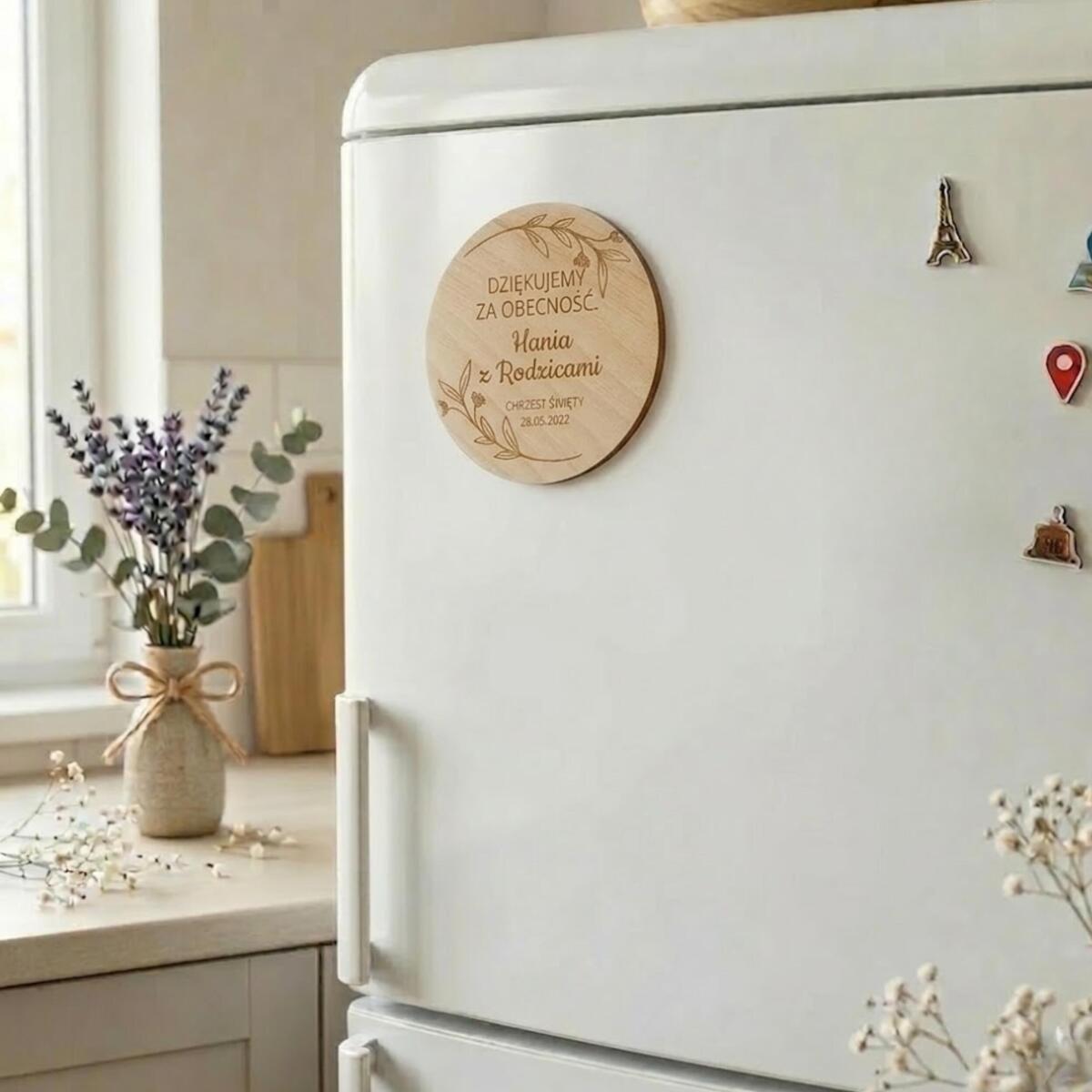 Drewniany magnes podziękowanie dla gości podziękowania Komunia Święta Chrzest 10 sztuk, P09 - zdjęcie 5