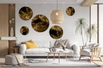 Abstrakcyjny Zestaw Ścienny Płynne Złoto | Eleganckie Obrazy Okrągłe Loft | Ozdoba w Stylu Glamour i Modern 42197 - miniaturka 5