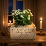 Skrzynka drewniana na kwiaty, Chrzest, Komunia, podziękowanie dla Chrzestnej  01 - miniaturka 4